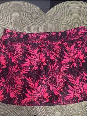 Rekita: Floral Print Pink and Black Women’s Swim Skirt